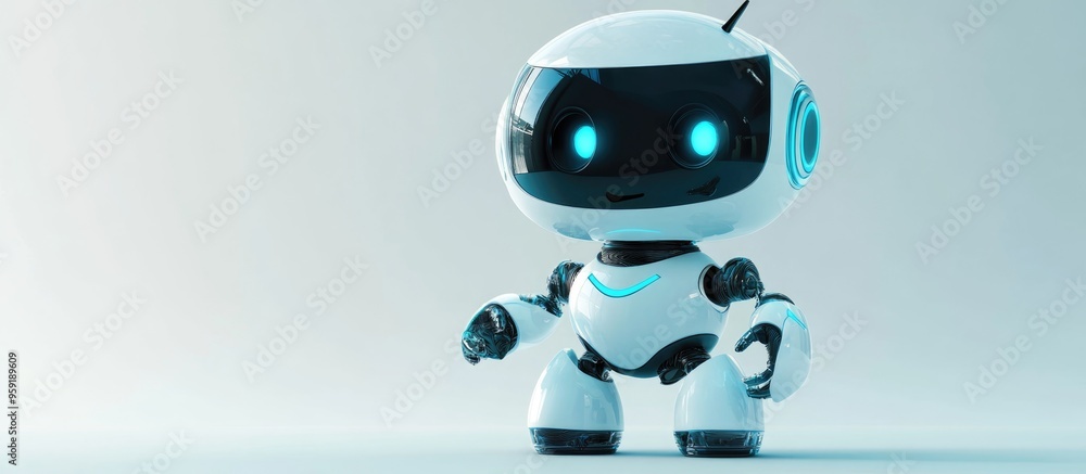 Poster playful robot character 3d rendering