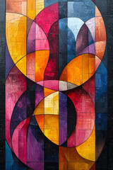Fototapeta premium Abstract art painting with bold colors and geometric shapes.
