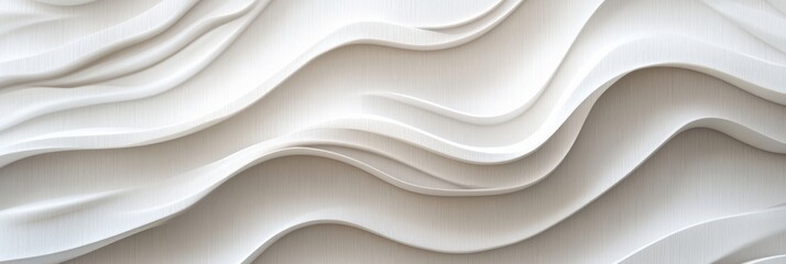 Fototapeta premium This elegant abstract background showcases a captivating white wave pattern, ideal for modern interior design and beautifully evoking natural wood aesthetics, fostering a harmonious environment