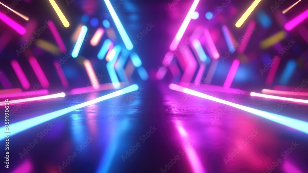 Poster abstract futuristic background featuring glowing neon lines and shapes multi colored illumination wi