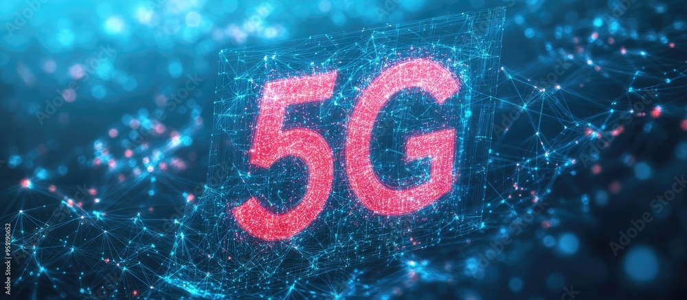 Poster 5g technology depicted with lines network visualization 3d representation abstract background