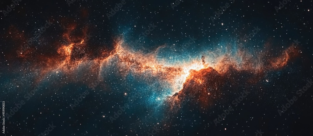 Poster starry sky featuring a nebula in distant deep space elements of this image provided by specific spac
