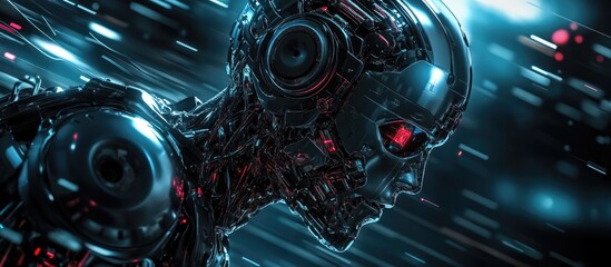 Cyborg in motion 3D illustration