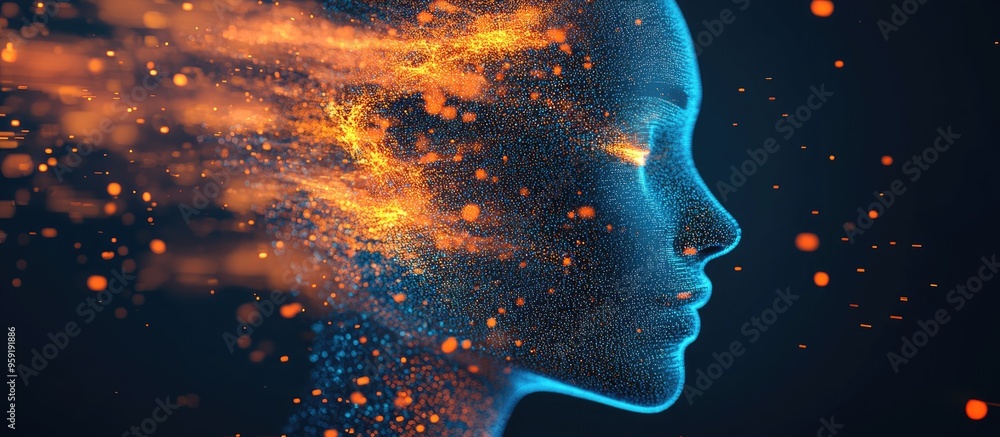 Aufkleber abstract digital human face representing the concepts of artificial intelligence big data and cybers