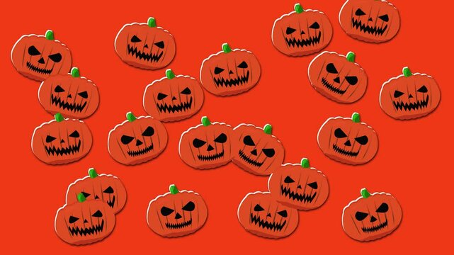 Halloween pumpkin animation on orange background, Halloween background