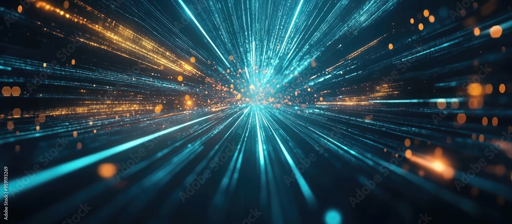 Poster abstract background with rotating border lines and futuristic dynamic motion high speed light trail 