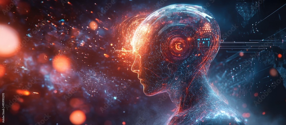 Poster ai technology virtual graphics and global connectivity create a futuristic transformation utilizing 