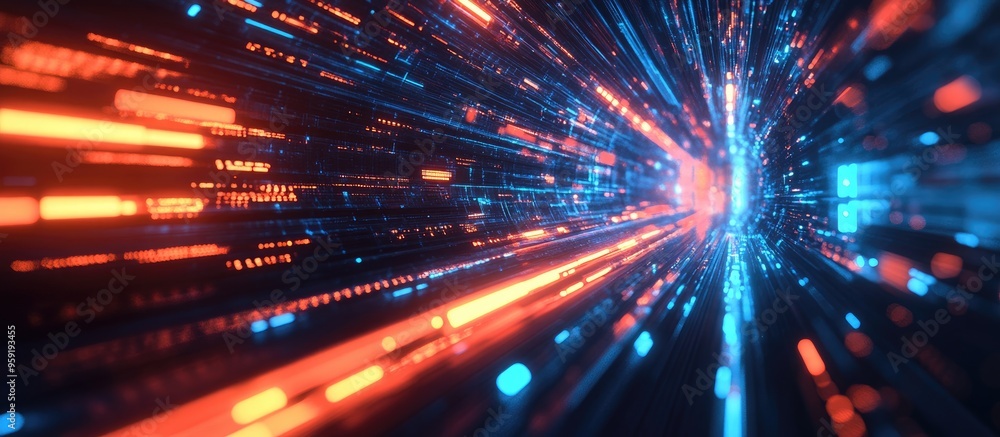 Poster digital data network high speed 5g internet connectivity and big data analysis concept for future ba