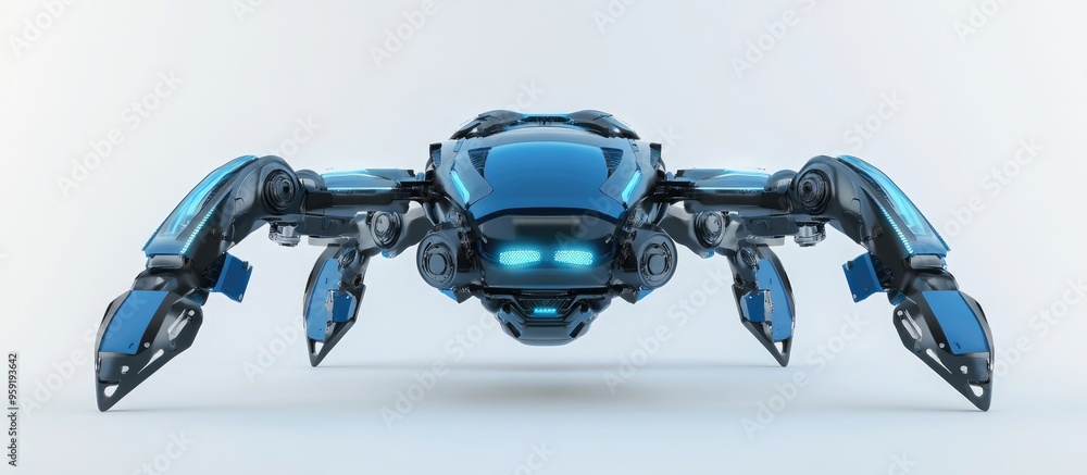 Poster futuristic blue robot drone on a white background adding a playful touch to your creative projects 3