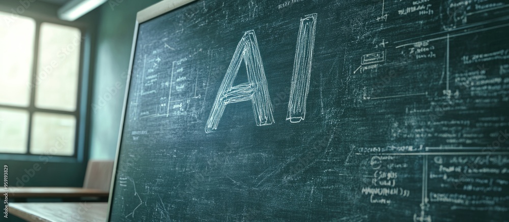 Aufkleber chalkboard displaying the letters ai representing artificial intelligence learning in an educational