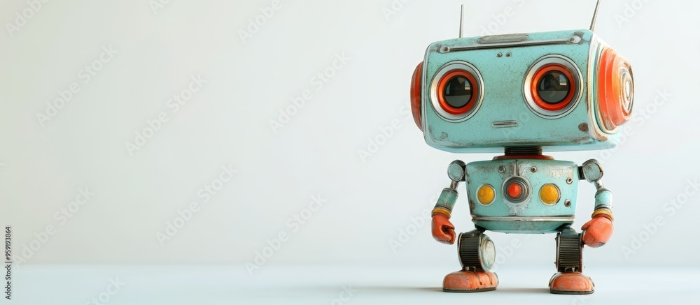 Poster adorable 3d rendering of a robot toy