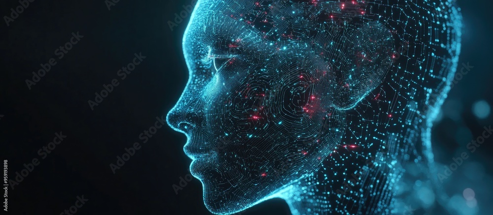 Poster stylish and three dimensional representation of artificial intelligence