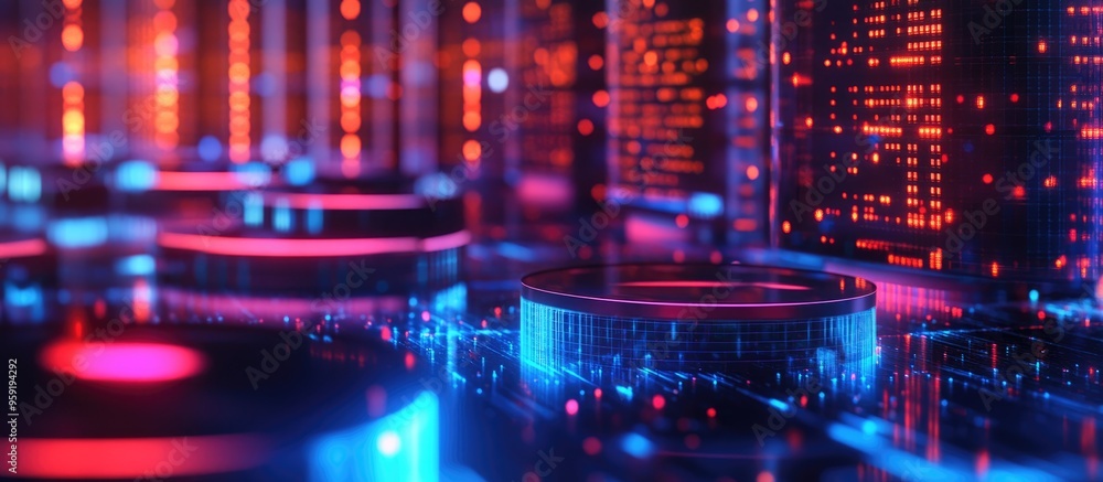 Aufkleber 3d rendering of a database storage system showcasing data management and organization