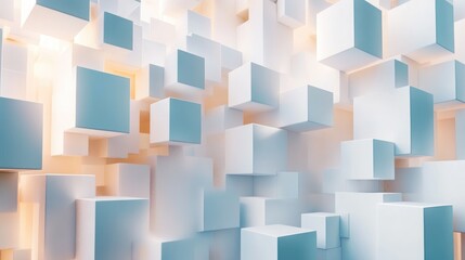 Obraz premium Stunning abstract design featuring white cubes in a dreamy composition 3D illustration and rendering