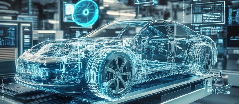 Aufkleber 3d render illustrating artificial intelligence attempting to understand automotive mechanics