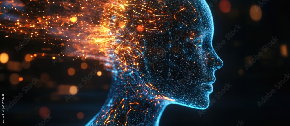 Poster abstract representation of artificial intelligence digital technology backdrop virtual concept visua