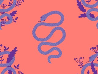 Cartoon animals seamless snake pattern for wrapping and kids new 2025 year