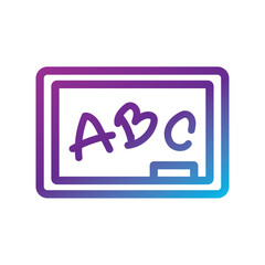 Gradient chalkboard icon with ABC text in purple Vector