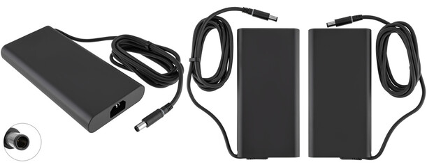 Power adapter for laptop, on white background in insulation