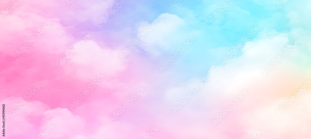 Poster a soft, pastel gradient background with a smooth transition from blue to pink and text space