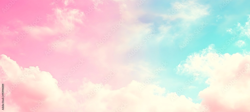 Poster a soft, pastel gradient background with a smooth transition from blue to pink and text space