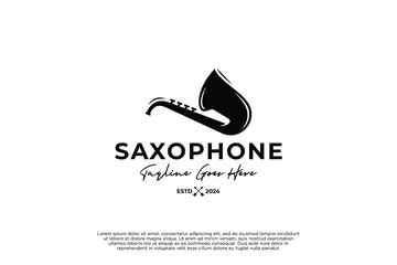 Saxophone logo design. Country music logo with saxophone icon logo