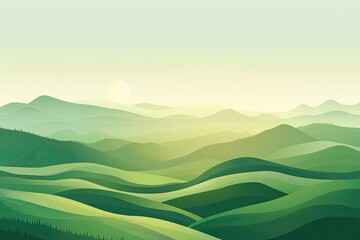Fototapeta premium Serene Green Hills Under a Pale Sky