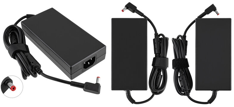 Power adapter for laptop, on white background in insulation