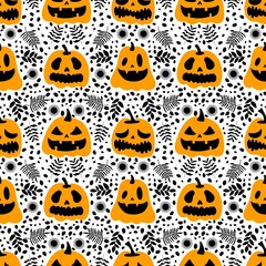 Halloween cute pumpkins seamless monsters pattern for wrapping paper and fabric