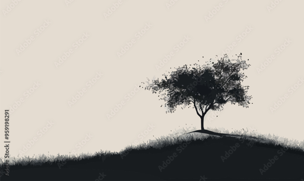 Poster a minimalist vector of a tree.