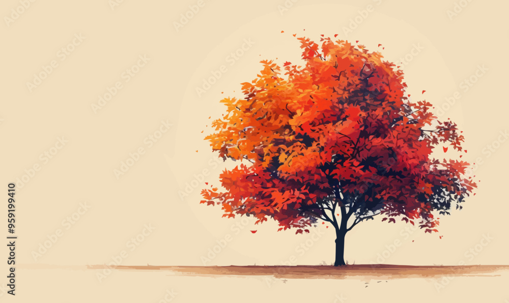 Poster a linear vector of a maple tree.