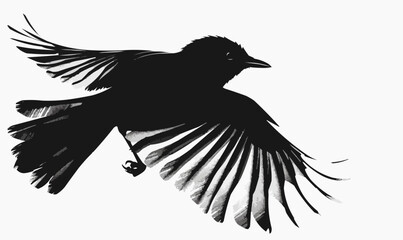 Fototapeta premium A silhouette vector of a bird in mid-flight.