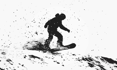 Fototapeta premium A silhouette vector of a person snowboarding.