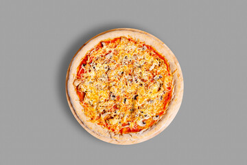 Pizza top view isolated