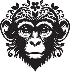 Monkey logo icon vector art illustration 