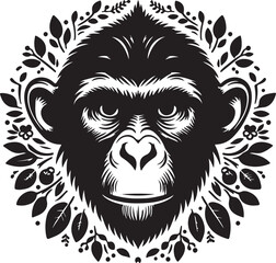 Monkey logo icon vector art illustration 