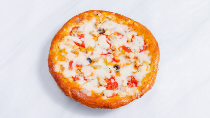 Pizza top view isolated