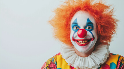 Obraz premium Portrait of creepy clown isolated on white background 