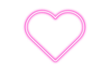 Glowing pink neon heart sign. Neon heart icon in PNG format. Isolated glowing heart frame on...