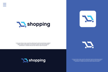 Shopping cart logo design. Online Shop logo innovation