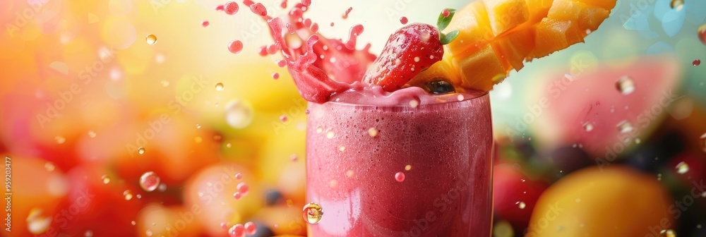 Poster refreshing fruit smoothie with a hint of juice