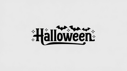 Fototapeta premium Halloween horizontal banner with vector logo. The inscription with ominous tree branches, bats and a pretty witch on a background of the full moon. 