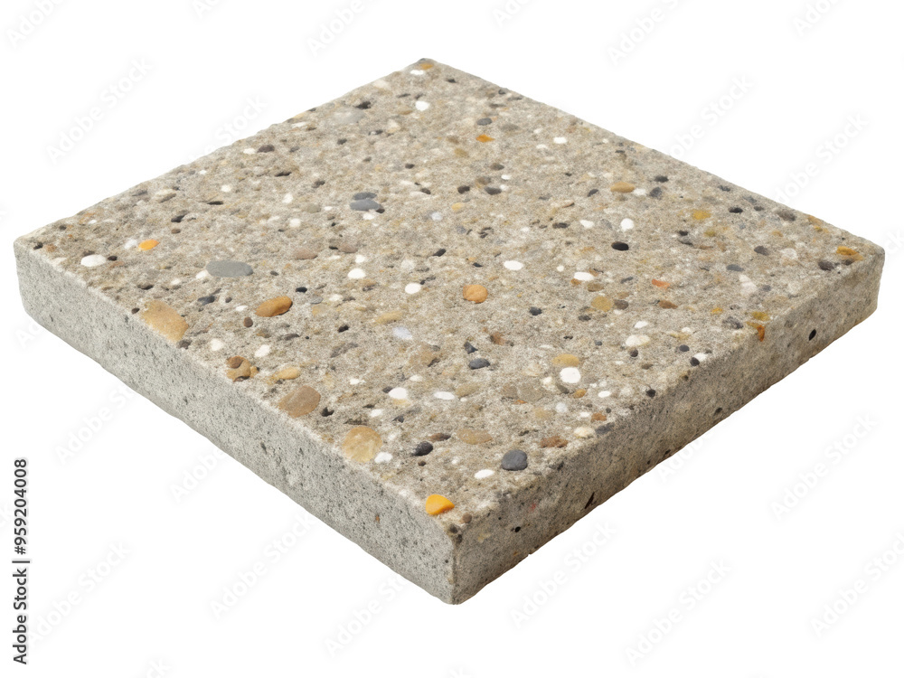 Poster exposed aggregate concrete square slab featuring a mix of pebbles and stones for a textured finish. 