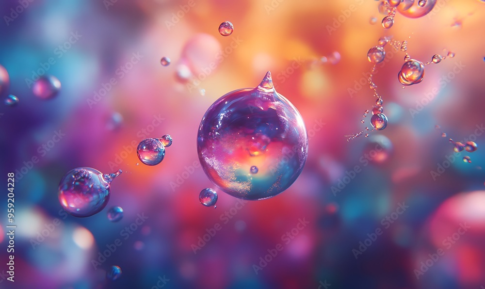 Aufkleber abstract macro image of water droplets on a colorful background