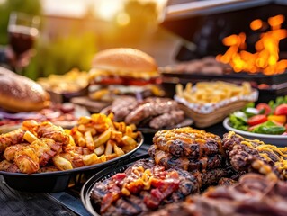 Tailgate party with friends, lively and social, Urban, Bright colors, Photograph, Fun gathering