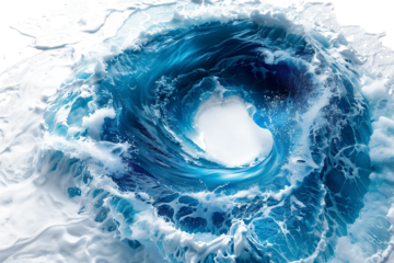 Blue whirlpool with splashes isolated on transparent background	
