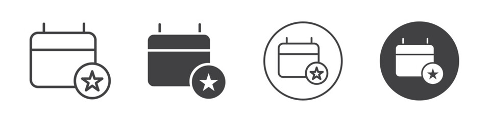 Calendar with a star icon Vector logo outline