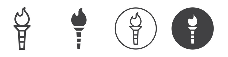 Burning torch icon Vector logo outline