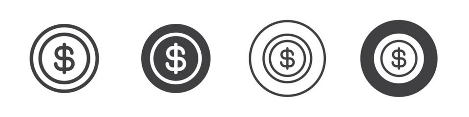Dollar Coins icon Vector logo outline