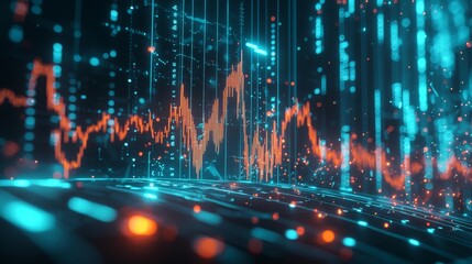 Fototapeta premium Exploring Data Dynamics: A Stunning Visual Display of Predictive Analytics and Trend Insights Illuminated in Colorful Vibrancy